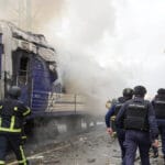 Frappe russe sur un train en Ukraine à Yahodyn