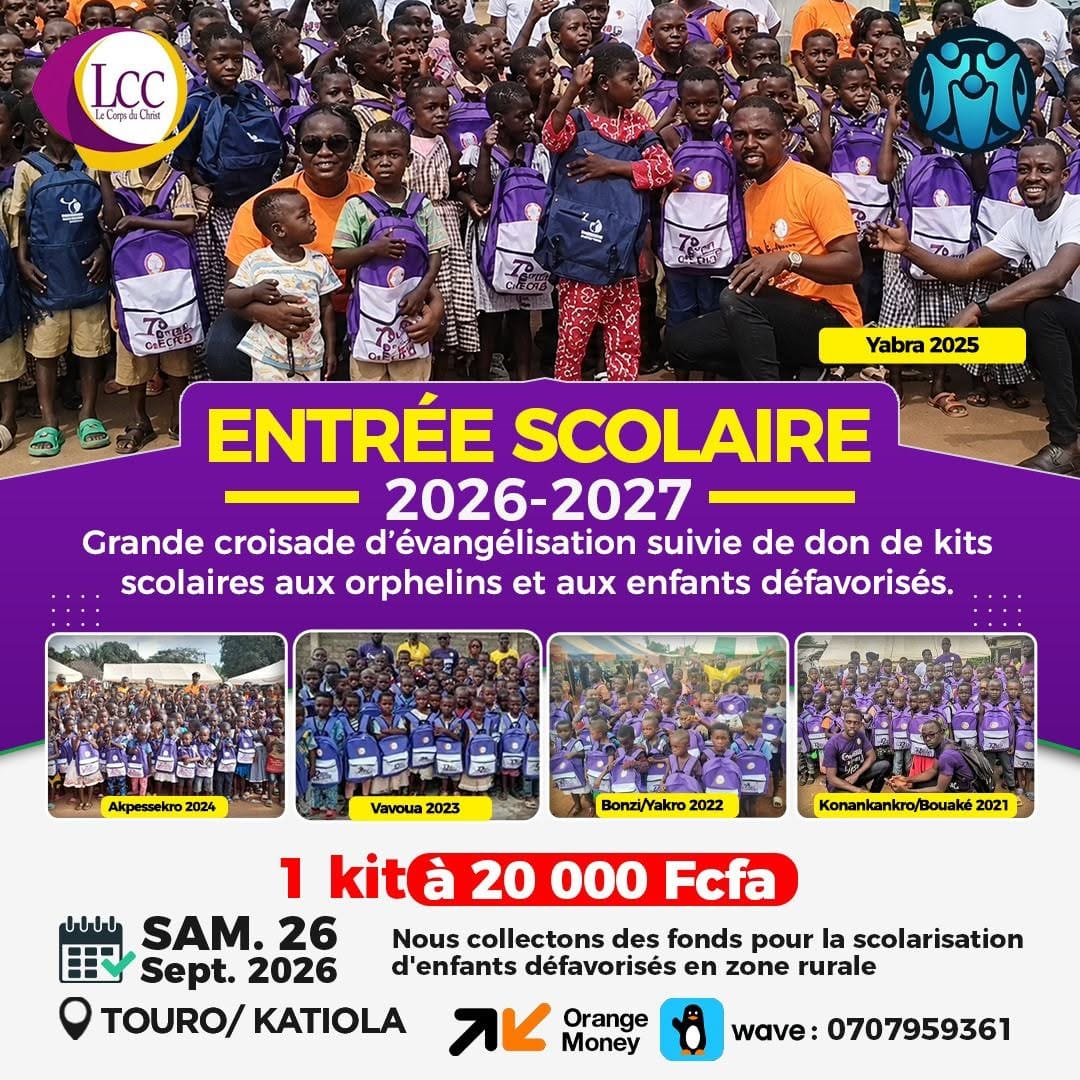 Kits scolaires à Yamoussoukro remis à plus de 3 000 écoliers pour la rentrée 2026-2027