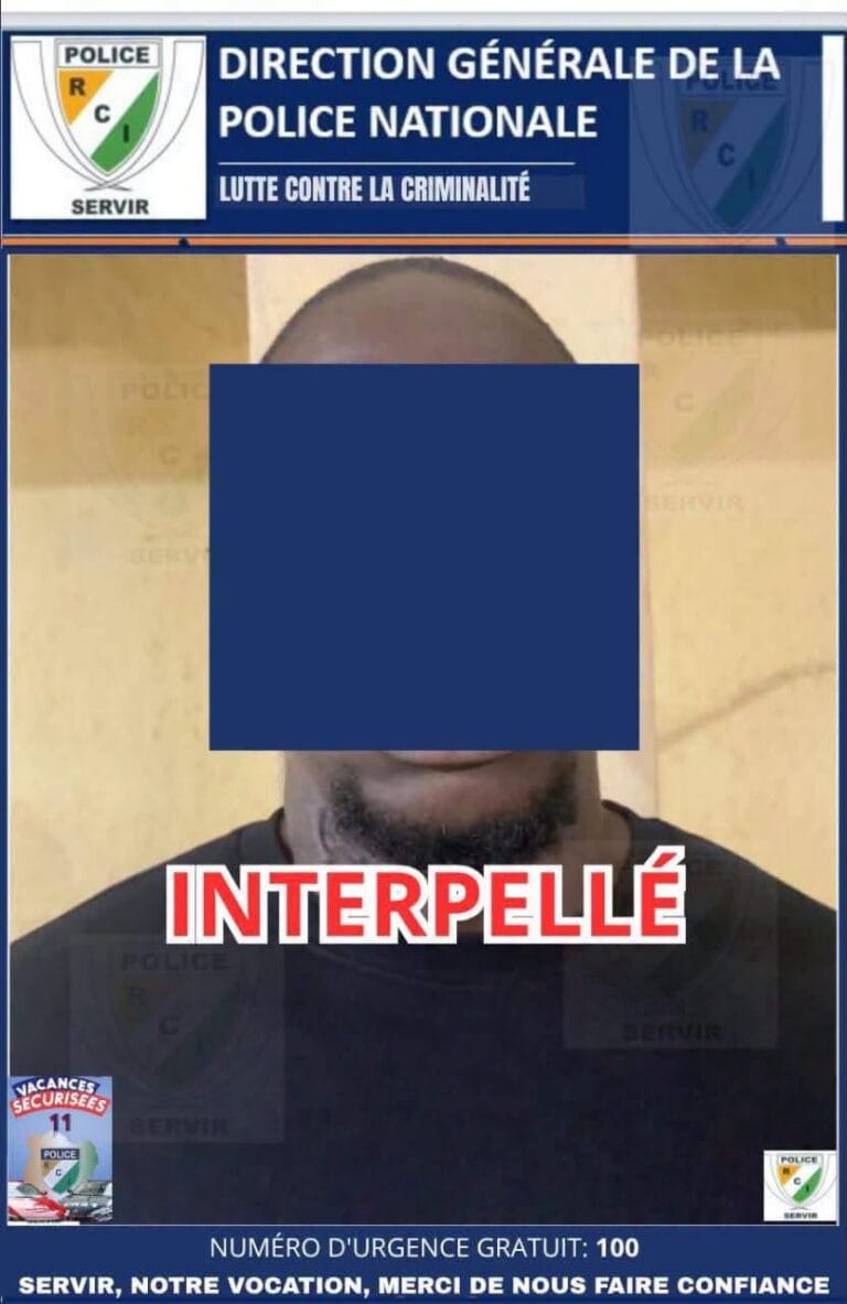 Forces de police nationale lors de l'arrestation du chef de gang à Marcory et Koumassi.