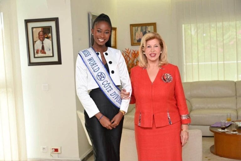 Rencontre officielle lors de l'audience de Miss Côte d'Ivoire 2025 avec Dominique Ouattara.