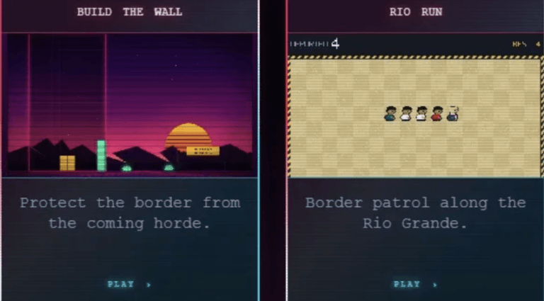 Graphisme rétro pixelisé illustrant les nouveaux jeux vidéo de la Maison Blanche.