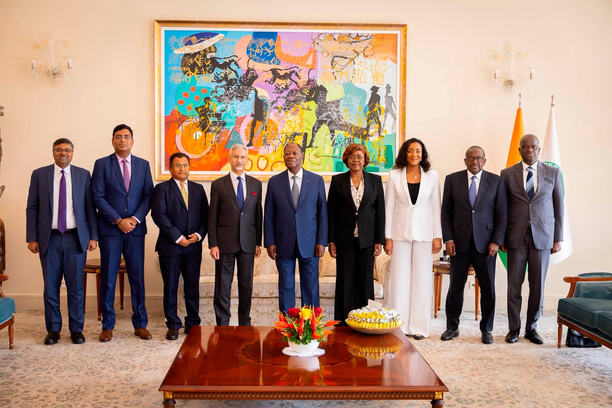 Le président Alassane Ouattara a reçu le ministre indien des Affaires extérieures, Subrahmanyam Jaishankar, le 8 octobre 2026 à Abidjan.